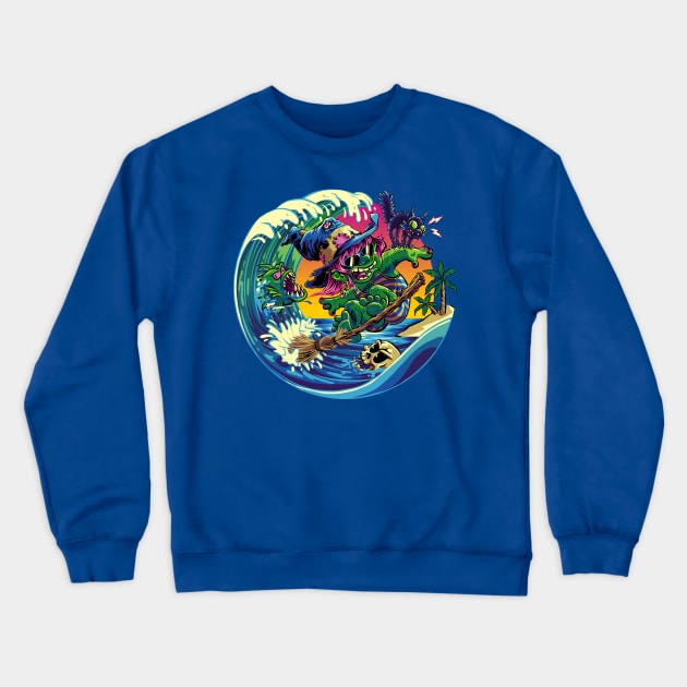 Witch Surfing Crewneck Sweatshirt by javirams